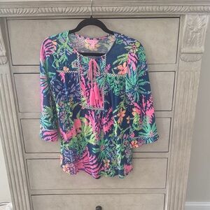 Lilly Pulitzer Vibrant Blue and Pink Blouse